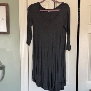 Elegant Charcoal Long Sleeve Dress